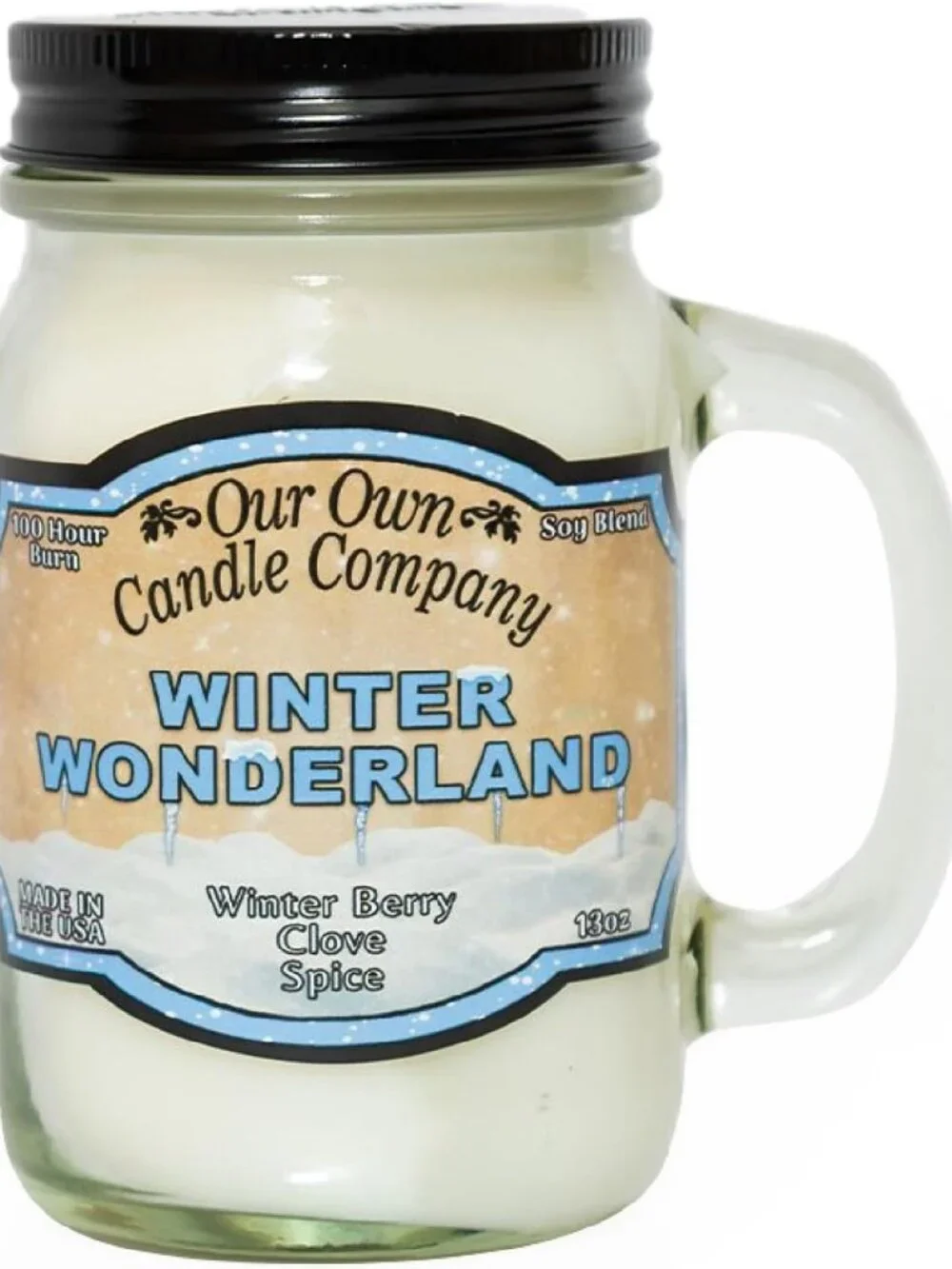 Winter Wonderland Scented Mason Jar Candle | 100-Hour Burn Time | 13 oz